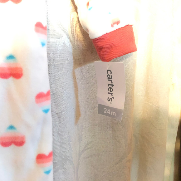 3/$10 kids carters 24m 1 piece fleece pj white new - Picture 5 of 7